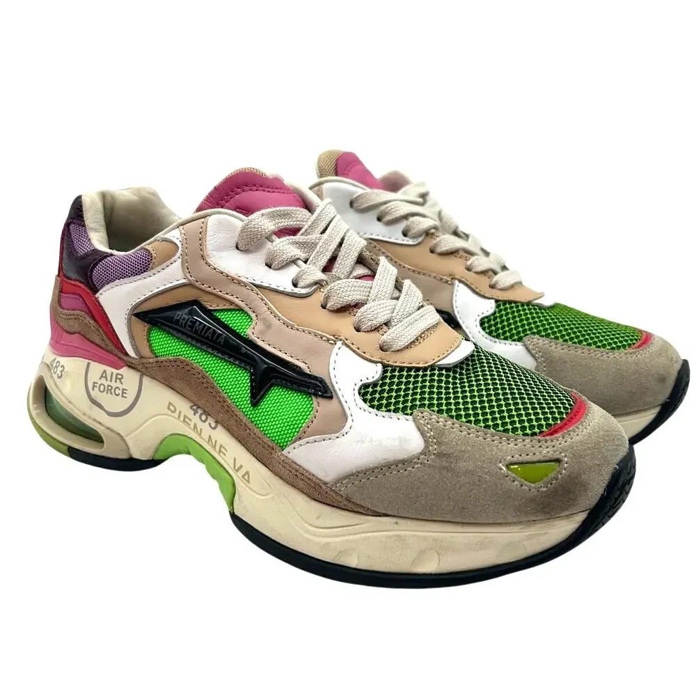 Premiata Sharky D Chunky Dad Sneakers Multicolor Leather EU 37 US 7 Designer